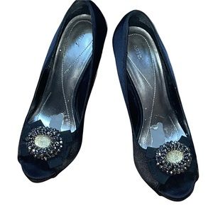 Apt.9 Cindy rhinestone flower peep toe heels